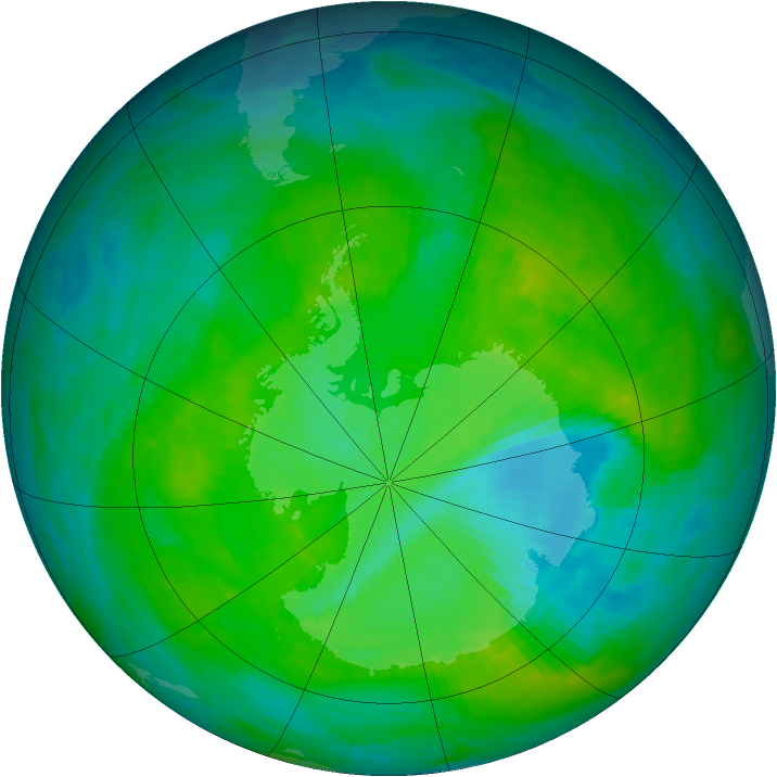 Antarctic ozone map for 10 December 1985